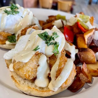 FRIED SHRIMP BENEDICT