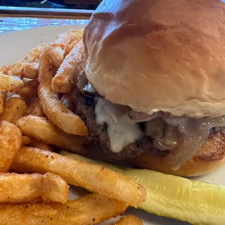 MUSHROOM BACON and SWISS BURGER